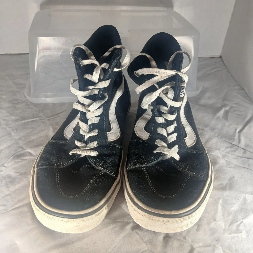 Vans SK8 Hi Black White Suede Canvas High Top Skate Shoes Mens Size 7.5 Womens 9